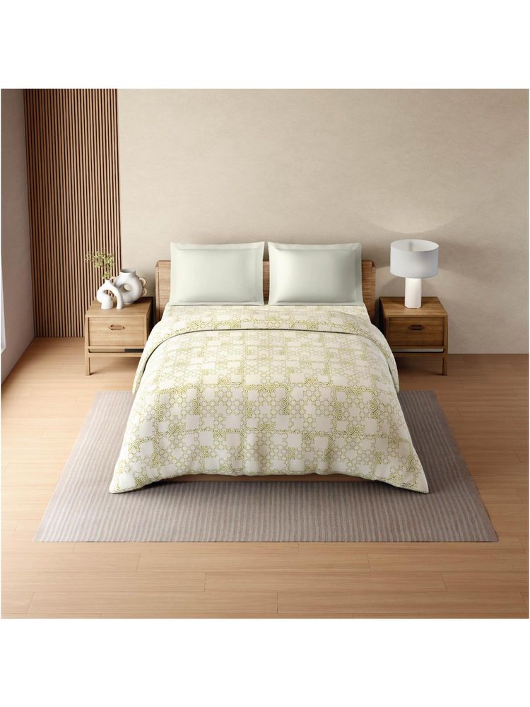 SPACES Zera Hygro Cotton 233 TC Percale Geometric Premium Double Quilt - Yellow-image-32