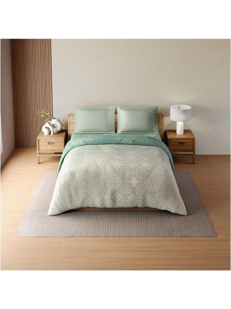 SPACES Zera Hygro Cotton 233 TC Percale Graphic Premium Double Quilt - Teal-image-21