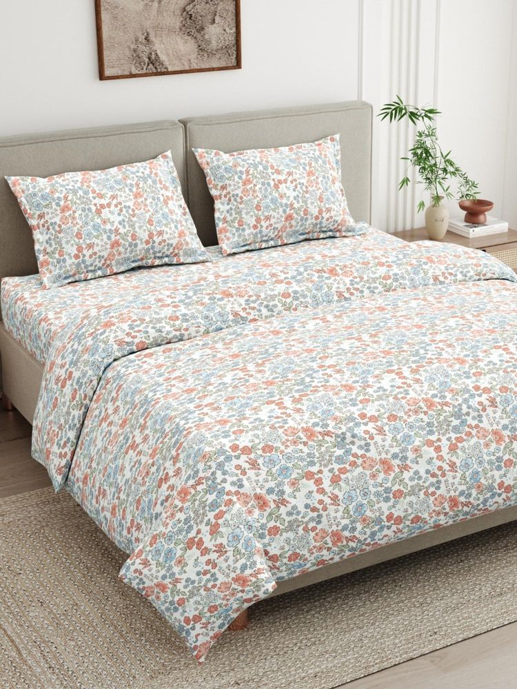 Haus & Kinder 100% Combed Cotton 186 TC Double Flat Bedsheet With 2 Pillow Covers-picture-24