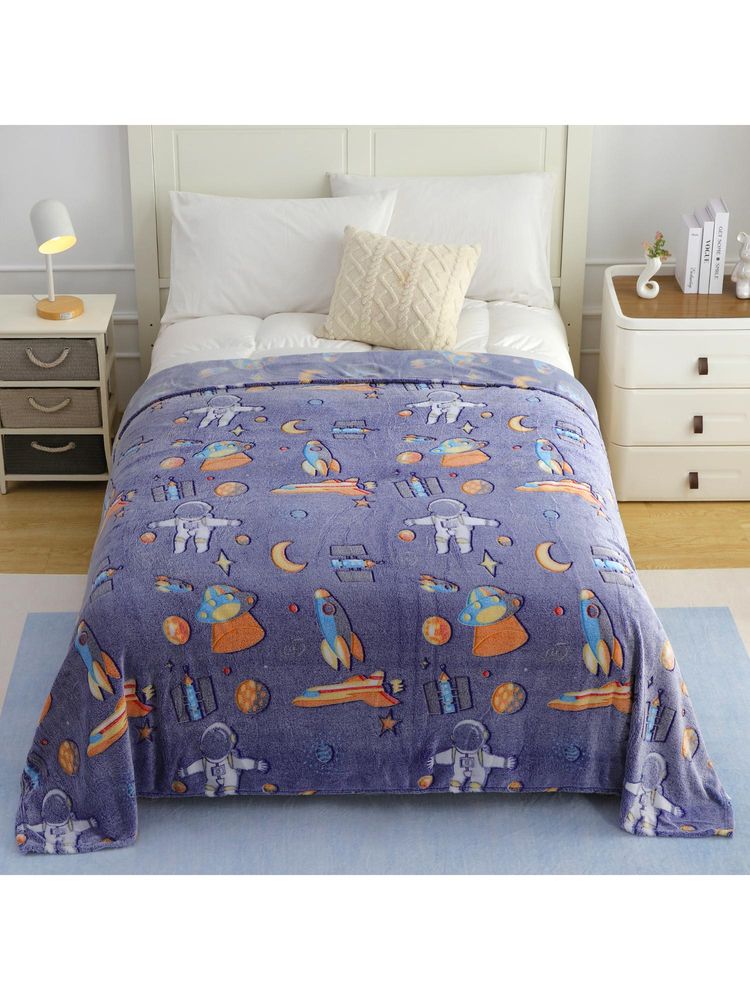 Story@Home 300 GSM Kids Single Blanket - Space Purple-image-3
