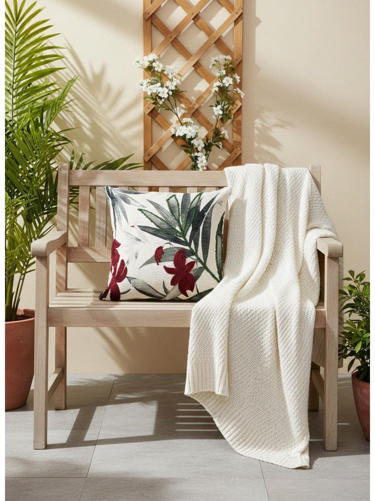 Izaafa Elegant Maroon & Green Botanical Throw Decorative Cushion Cover (18x18 Inches)-image-26
