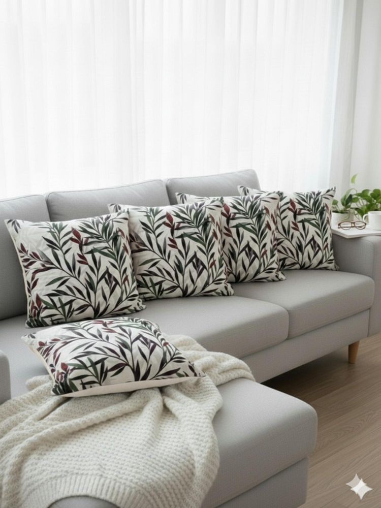 Izaafa Maximalist Tropical Textural Accent Decorative Cushion Covers (18x18 Inches) (Pack of 5)-image-10