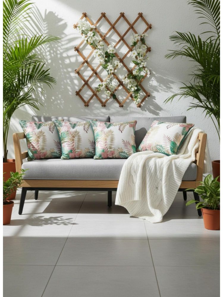 Izaafa Luxe Metallic Tropical Decorative Cushion Covers (18x18 Inches) (Pack of 4)-image-4