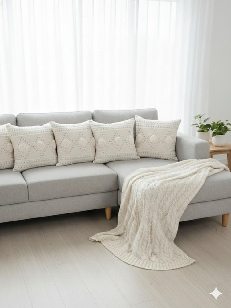Izaafa Bohemian Tufted Cotton Throw Decorative Cushion Covers (18x18 Inches) (Pack of 5)-image-38