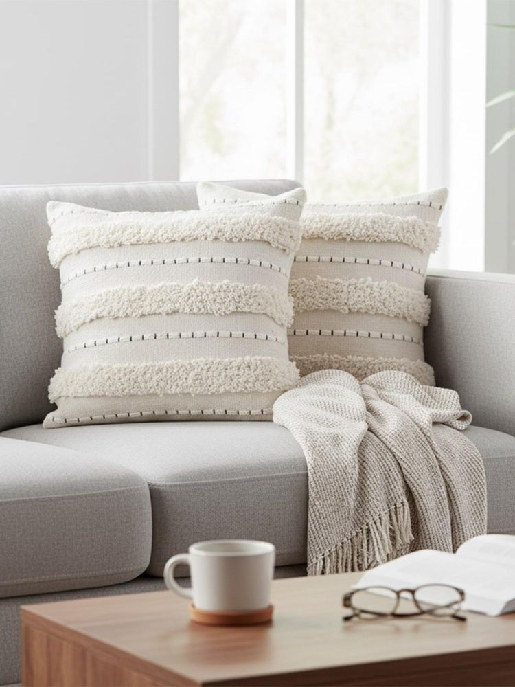 Izaafa High-Texture Boho Throw Decorative Cushion Covers (18x18 Inches) (Pack of 2)-image-3