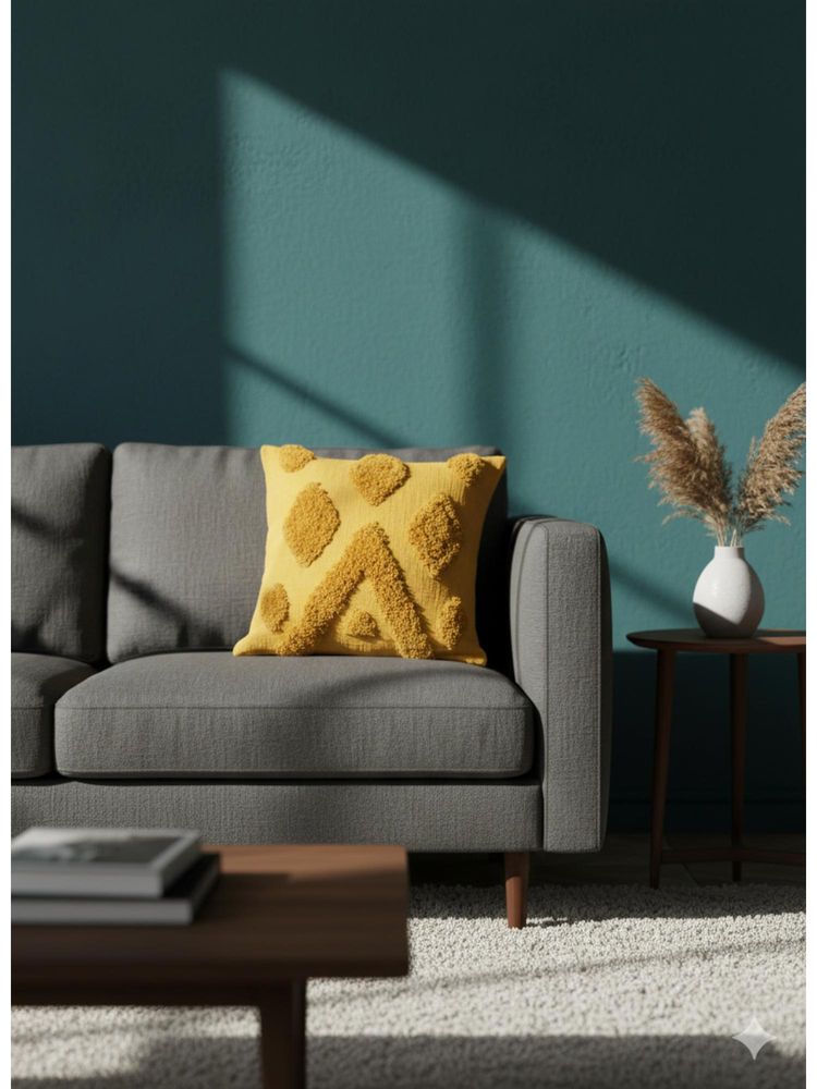 Izaafa Sunny Yellow Tufted Throw Decorative Cushion Cover (18x18 Inches)-image-2