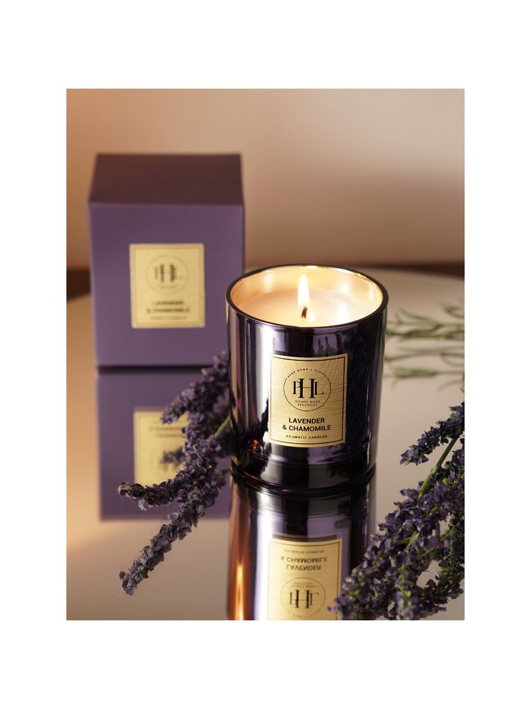 Pure Home + Living Lavender & Chamomile Scented Wax Filled Jar Candle - Purple-image-24