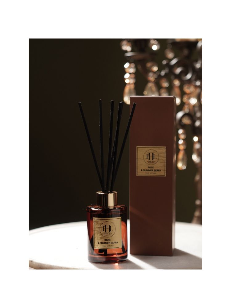 Pure Home + Living Rose & Summer Berry Scented Glass Diffuser - Brown-image-4