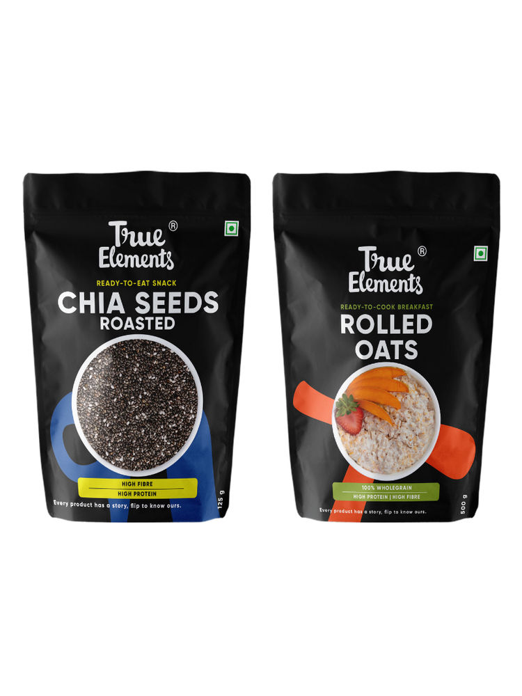 True Elements Roasted Chia Seeds & Rolled Oats - Helps Boosts Collagen production-picture-35