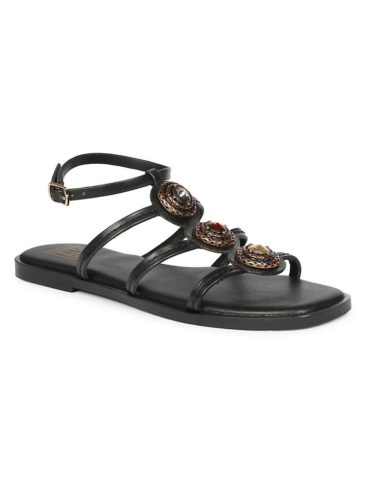 Saint G Women Viviblu Black Sandals-image-20