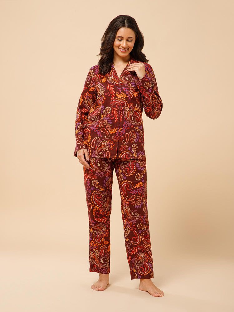Drape In Vogue Paisley Printed Nightsuit-picture-18