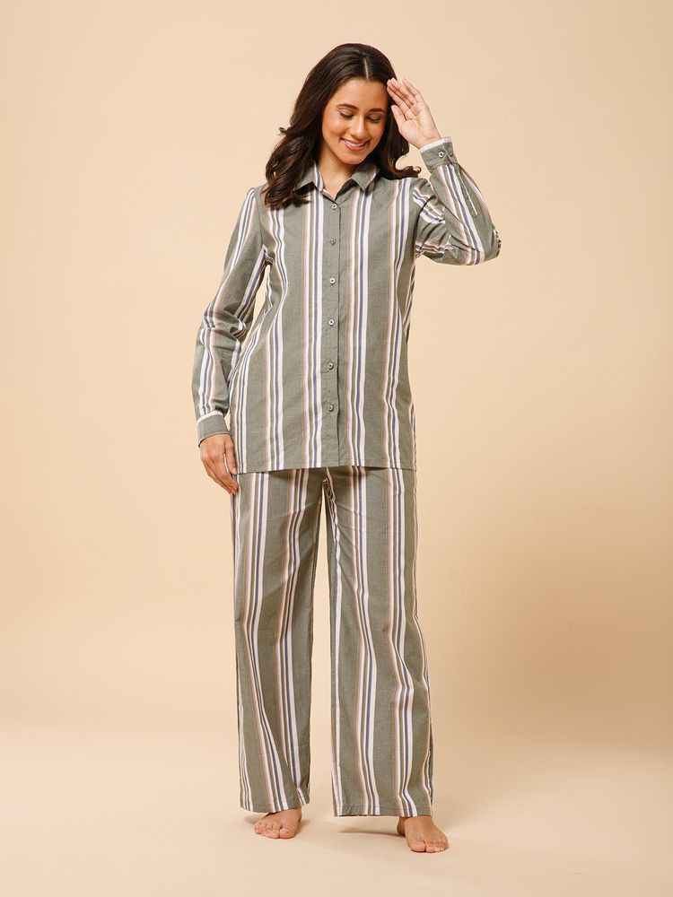 Drape In Vogue Earthy Striped Shirt And Pants-picture-23