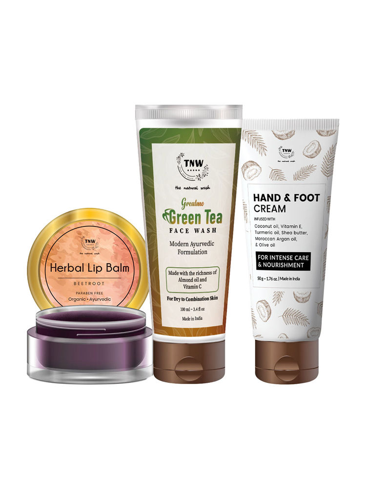 TNW The Natural Wash Hand & Foot Cream Green Tea Face Wash & Beetroot Lip Balm