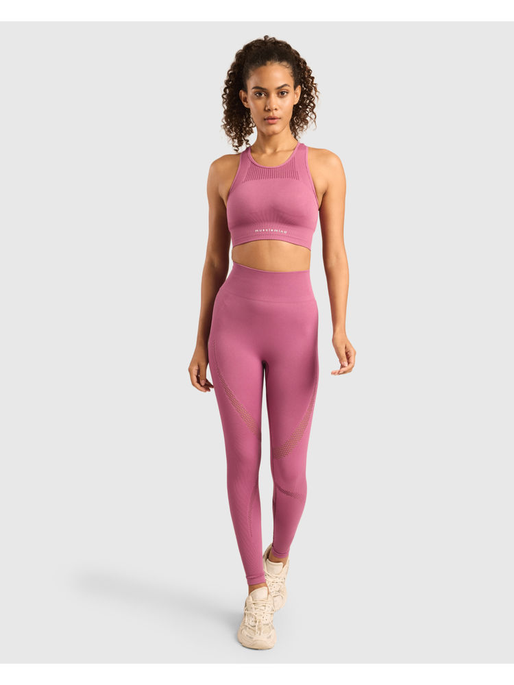 Musclemind Women Seamless Workout Pink Leggings-picture-13