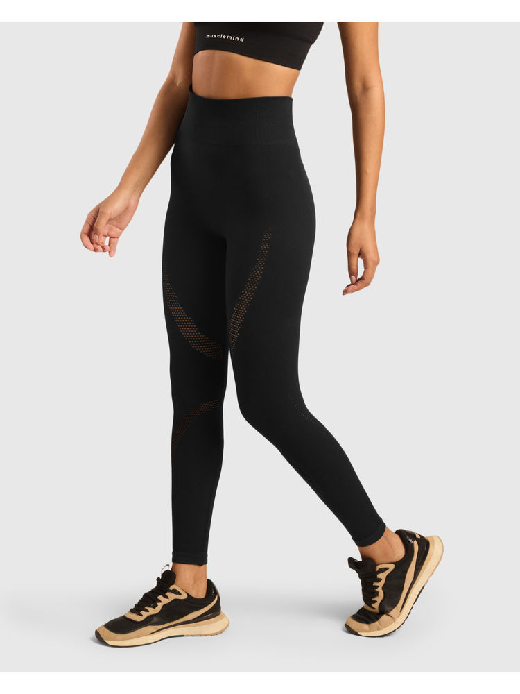 Musclemind Women Seamless Workout Black Leggings-picture-22