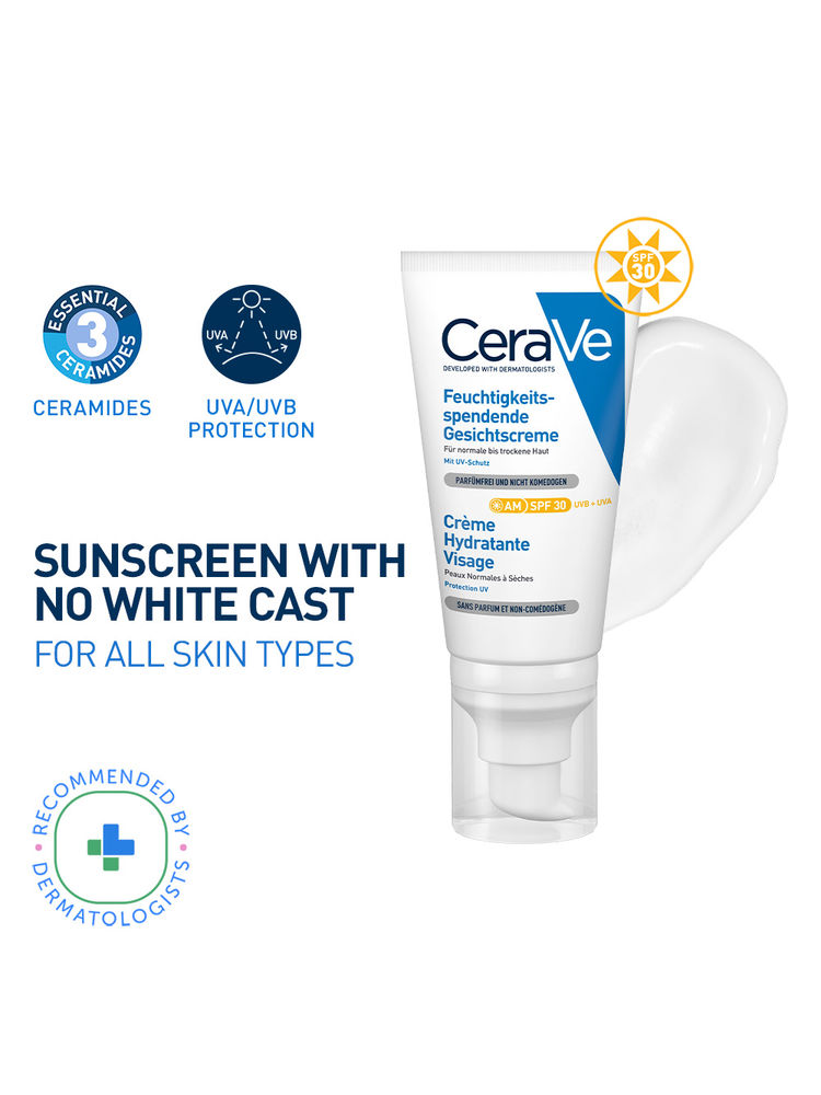 CeraVe AM Facial Moisturizing Lotion With Sunscreen SPF 30 UVB + UVA, Dermatologist Recommended Day Cream