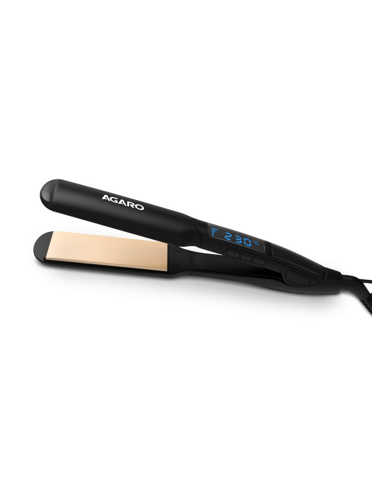 Agaro Keratin Infused Ceramic Coated Plate Elite Hair Straightener - Black