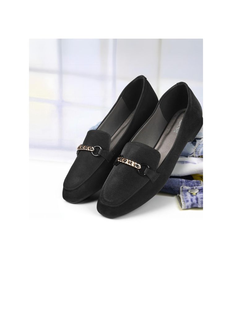Mochi Women Black Slip On Casual Loafers-image-33
