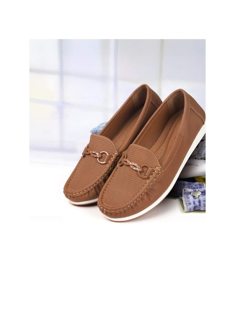 Mochi Women Tan Slip On Casual Loafers-picture-27