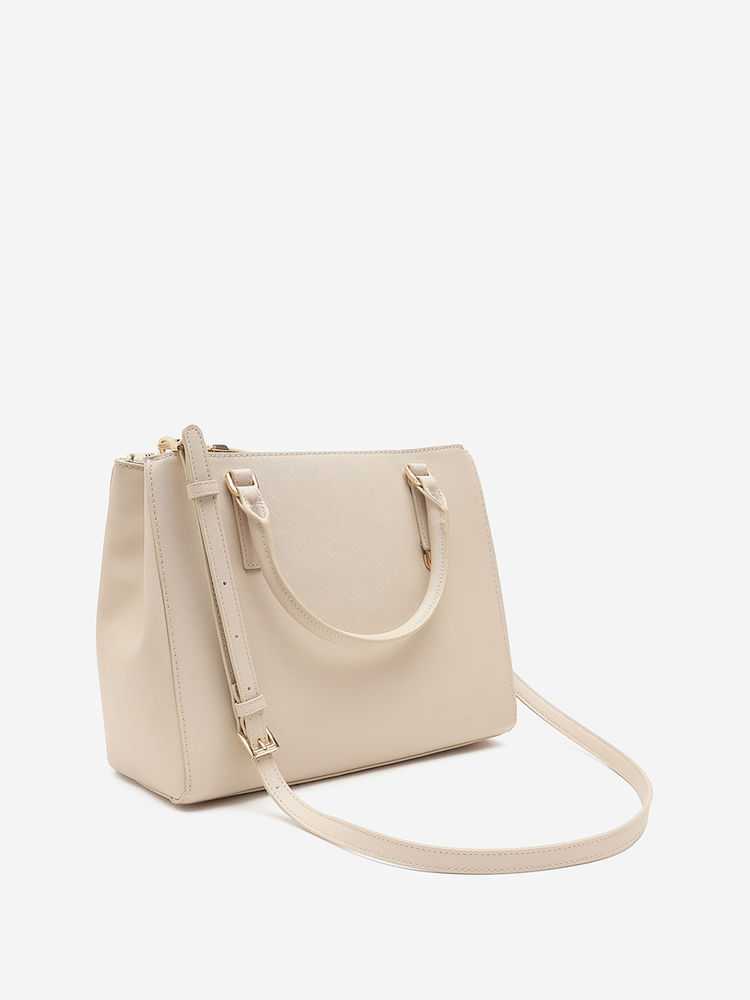 CARPISA ITALIA WINONA Women Cream Satchel Bag With Detachable Strap (L)-image-0