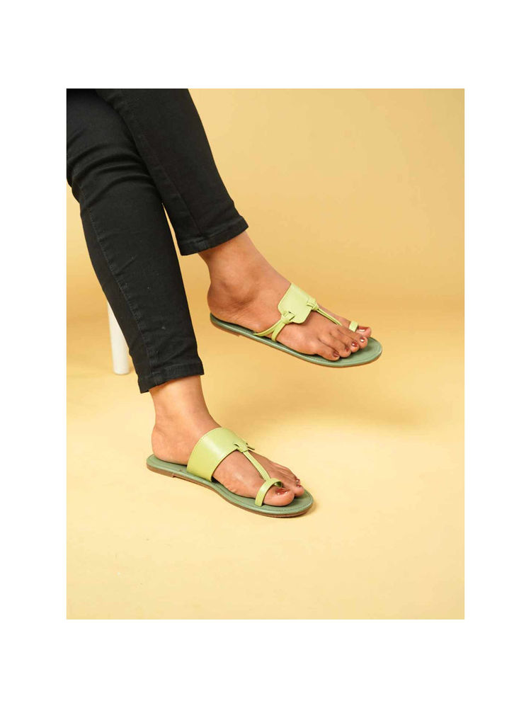 The Madras Trunk Women Olive Kolhapuris-image-23