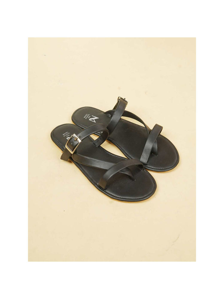 The Madras Trunk Women Black Sandals-image-49
