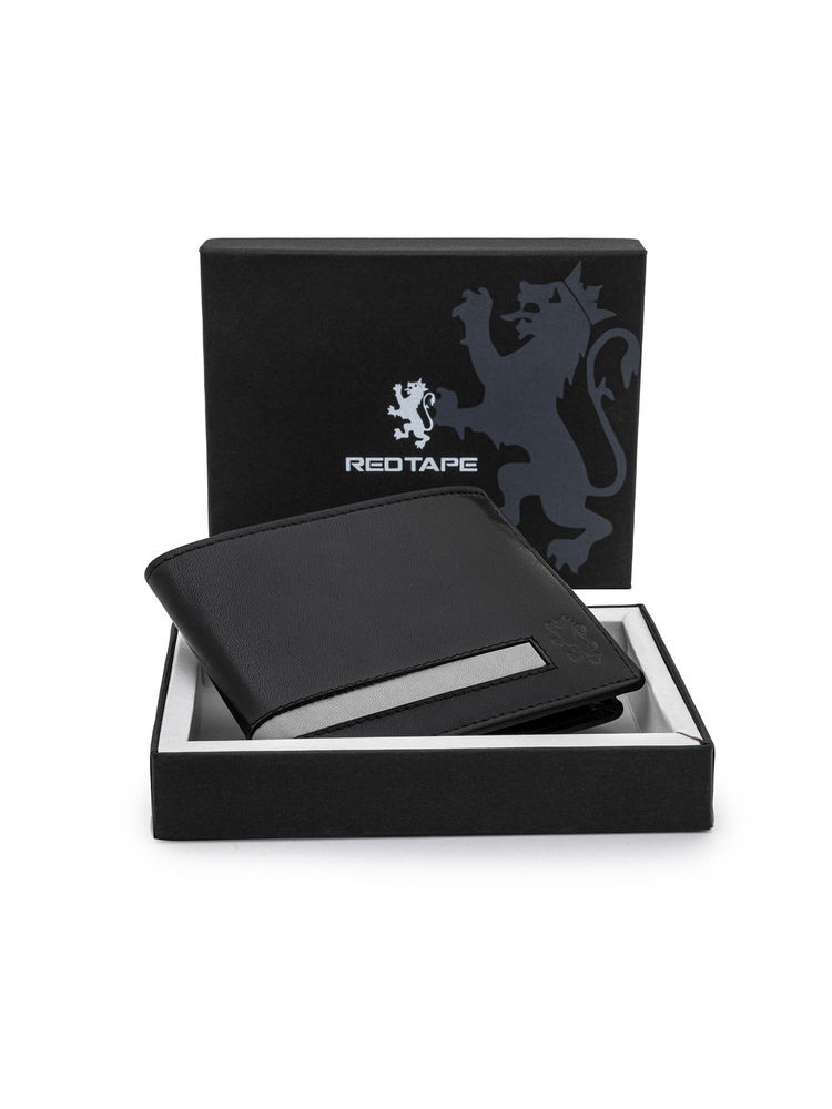 Red Tape Men Black Leather Solid Wallet-image-15