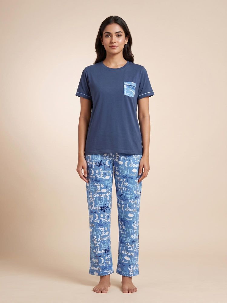FABLUSH Women Blue Viscose Top with Pyjama-image-39