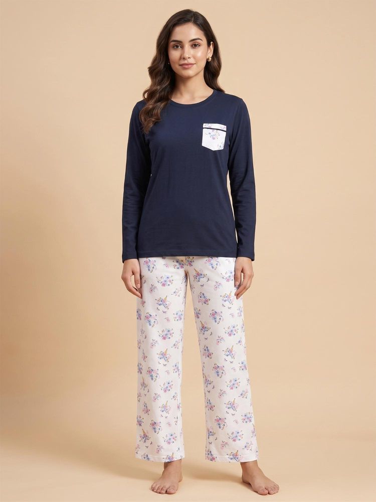 FABLUSH Women Multi-Colour Cotton Top with Pyjama-picture-17