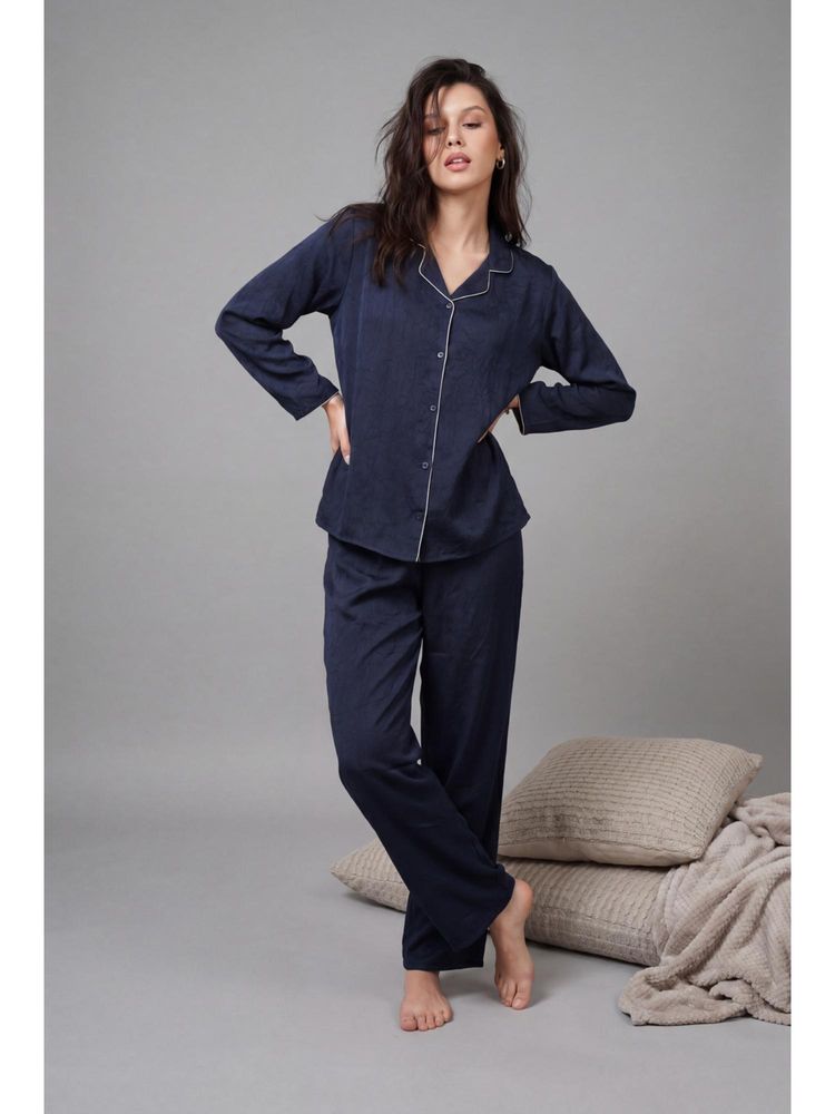 JULIANA DREAM Women Navy Blue Satin Shirt with Pyjama-image-20