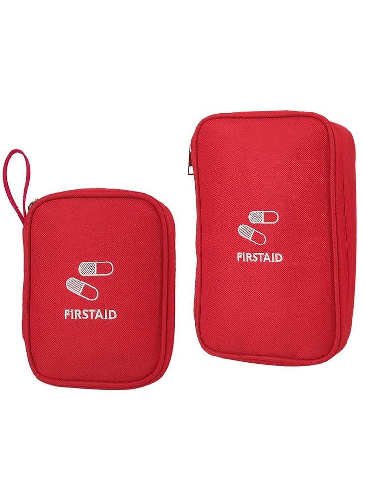 House of Quirk Red First Aid Empty Kit Pouch Emergency Survival Bag Medicine Bag-image-2