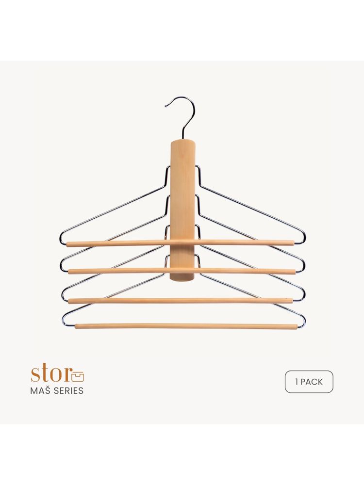 STOR Wooden Trouser Hanger- Beige-picture-21