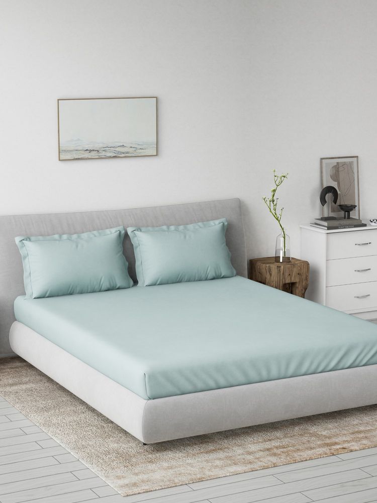 Ddecor Live Beautiful 100% Cotton Spectrum Solid 180Tc Super King Bedsheet with 2 Pillow Cover Blue-image-13