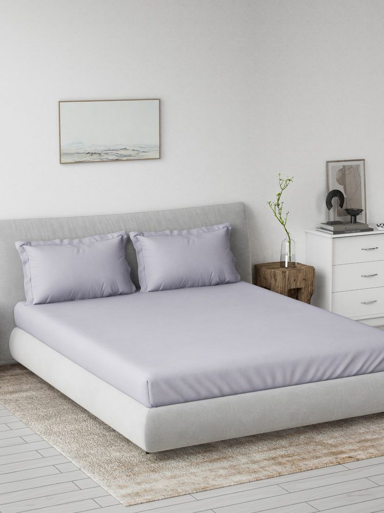 Ddecor Live Beautiful 100% Cotton Spectrum Solid Super King Bedsheet with 2 Pillow Cover Purple-picture-17