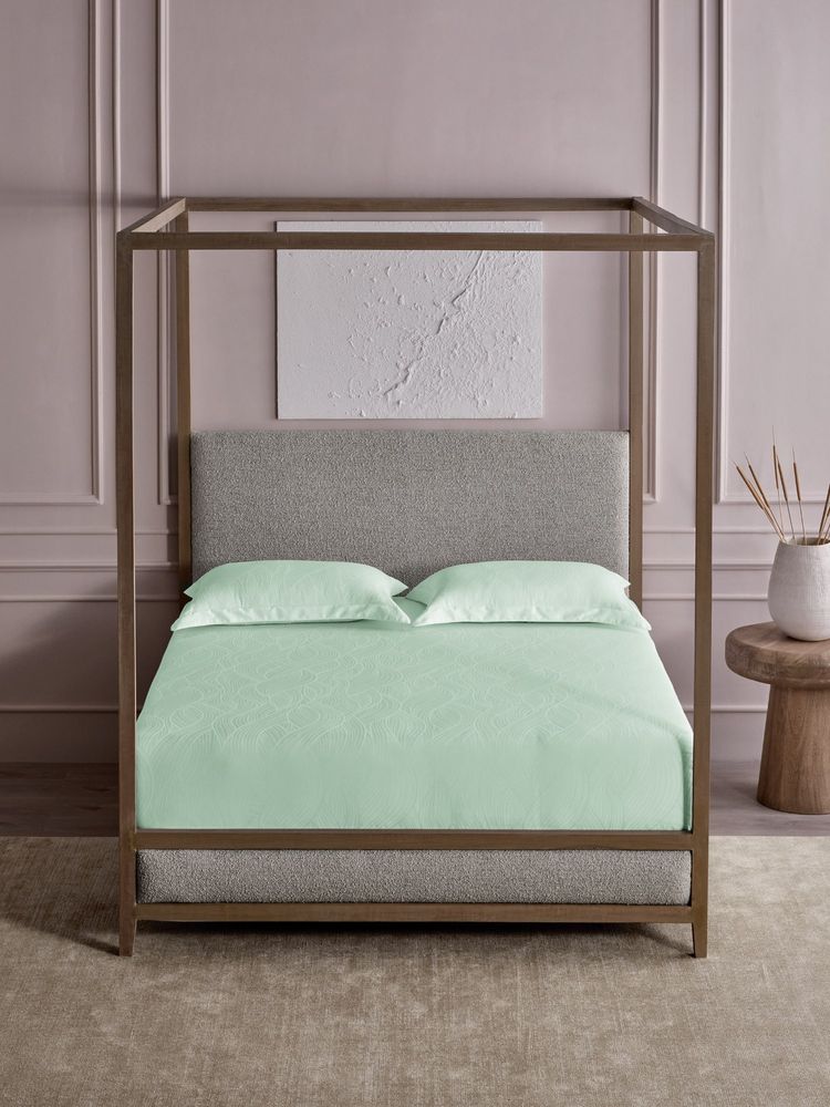 Ddecor Live Beautiful 100% Cotton Jacquard Geometric Superking Bedsheet with 2 Pillow Cover Green-image-11