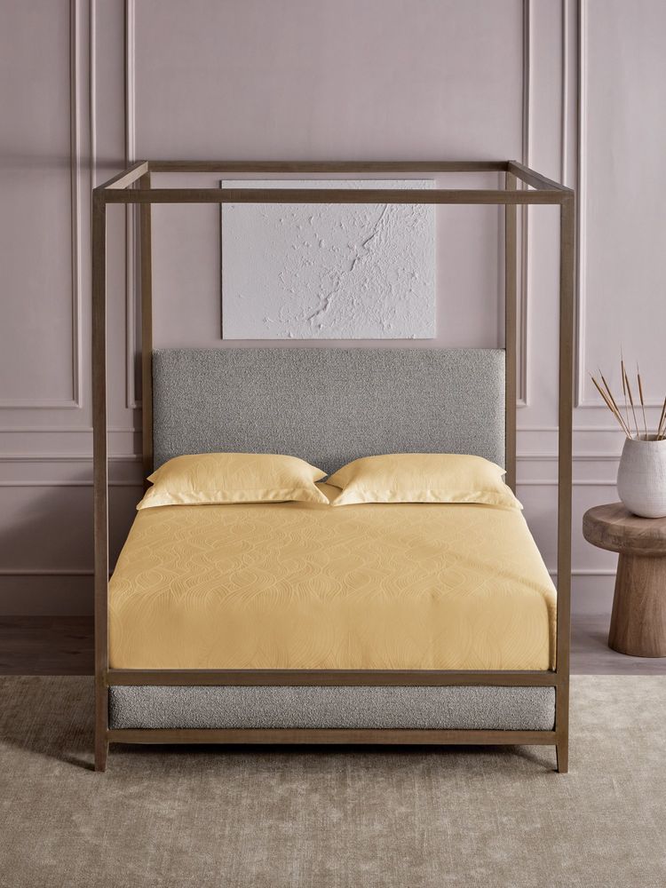 Ddecor Live Beautiful 100% Cotton Jacquard Geometric Superking Bedsheet with 2 Pillow Cover Yellow-picture-41