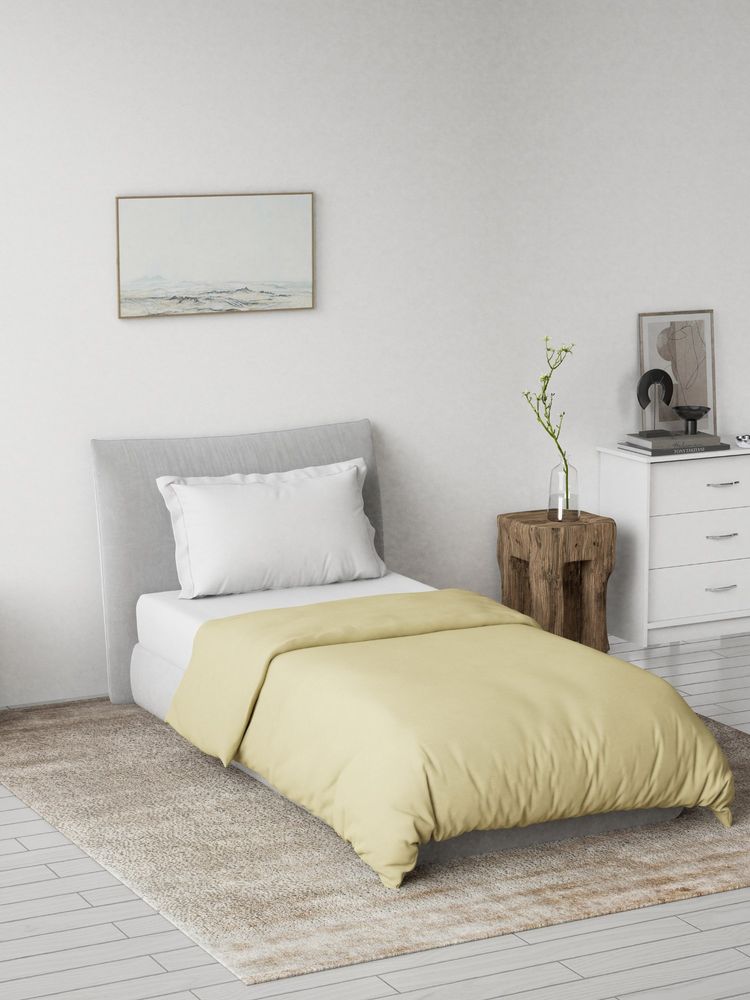 Ddecor Live Beautiful 100% Cotton Creme Collection Reversible Ac Room Plain Single Quilt - Beige-picture-30