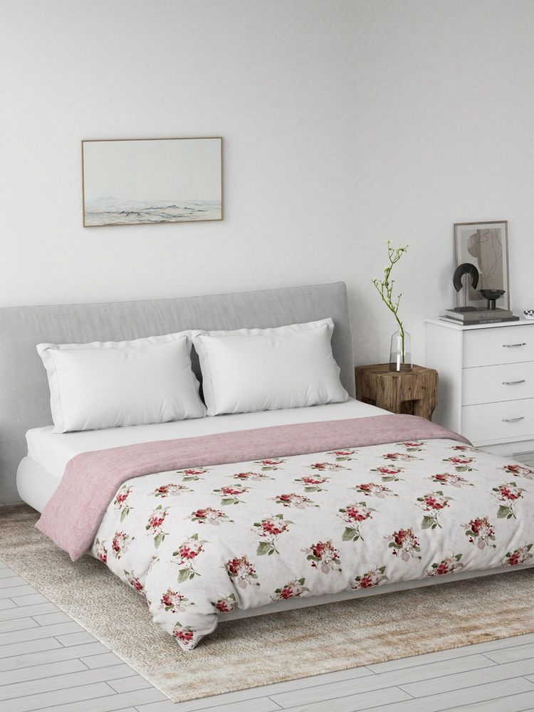Ddecor Live Beautiful Cotton Prime Collection 180Tc Floral Reversible Mild Winter Queen Dohar - Red-image-3