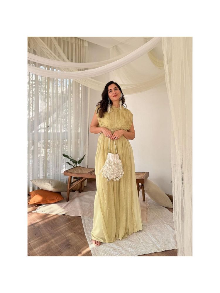 House Of Kosha Farah Ivory Suede Pearl Potli Bag-image-6