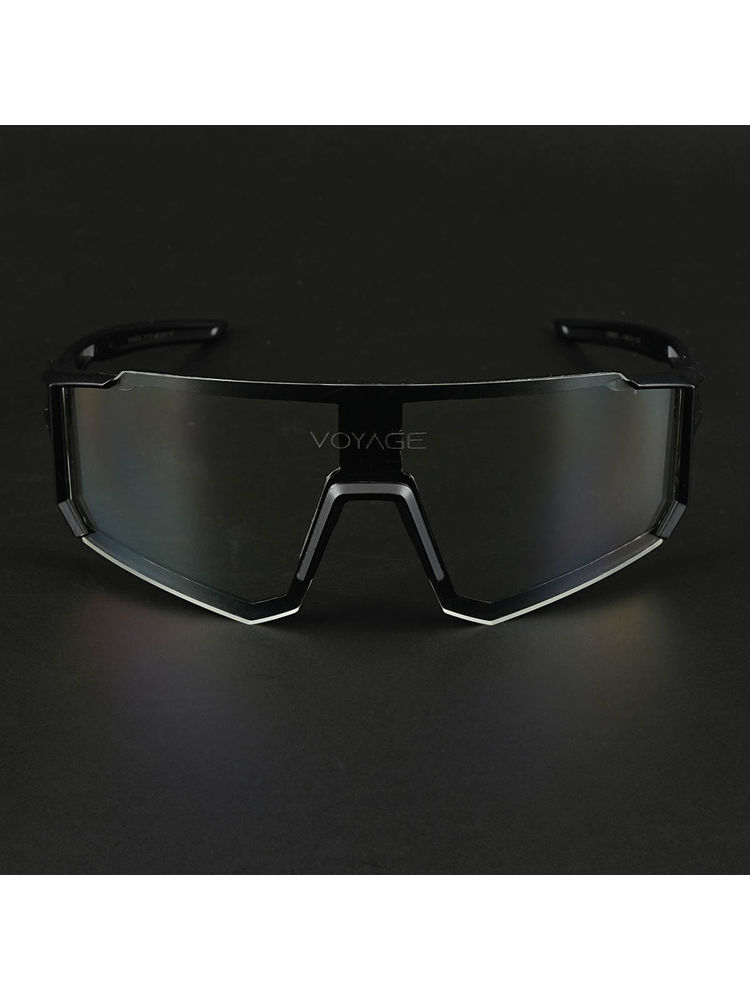 Voyage Unisex Black Lens Black Frame Wrap Sunglasses - MG5622-picture-43