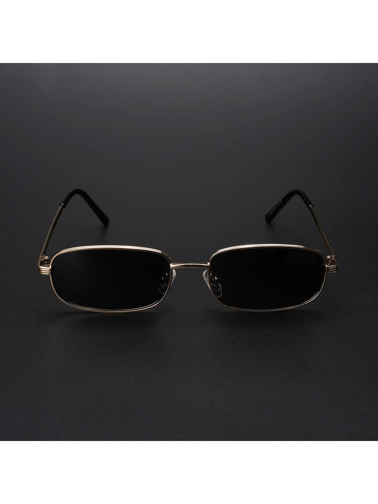 Voyage Unisex Black Lens Gold Frame Rectangle Sunglasses - MG5846