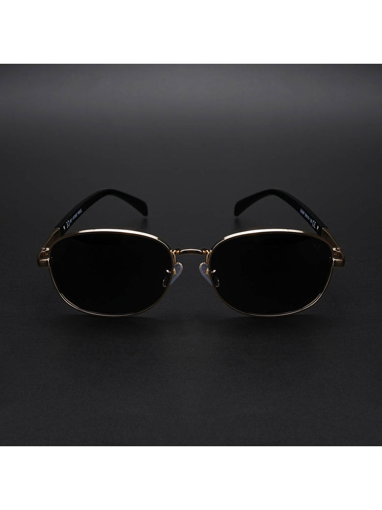 Voyage Unisex Black Lens Gold Frame Oval Sunglasses - MG5850