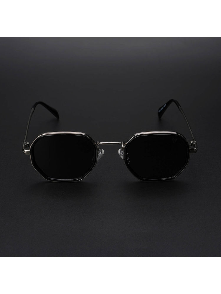 Voyage Unisex Black Lens Silver Frame Wayfarer Sunglasses - MG5852