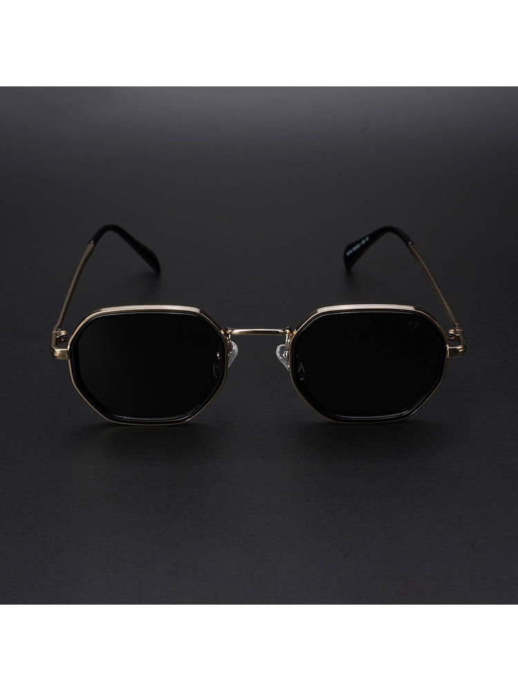 Voyage Unisex Black Lens Gold Frame Wayfarer Sunglasses - MG5853-picture-22