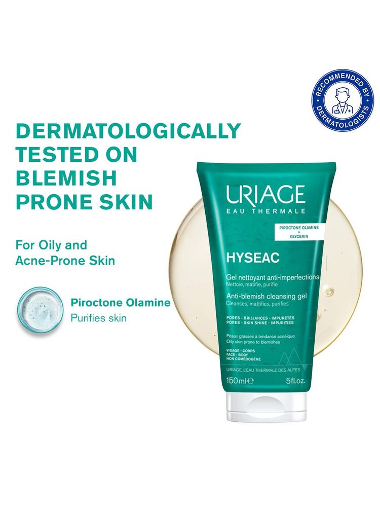 Uriage Hyseac Gentle Gel Face Wash for Oily Acne Prone Skin Foams, Purifies & Eliminates Excess Oil