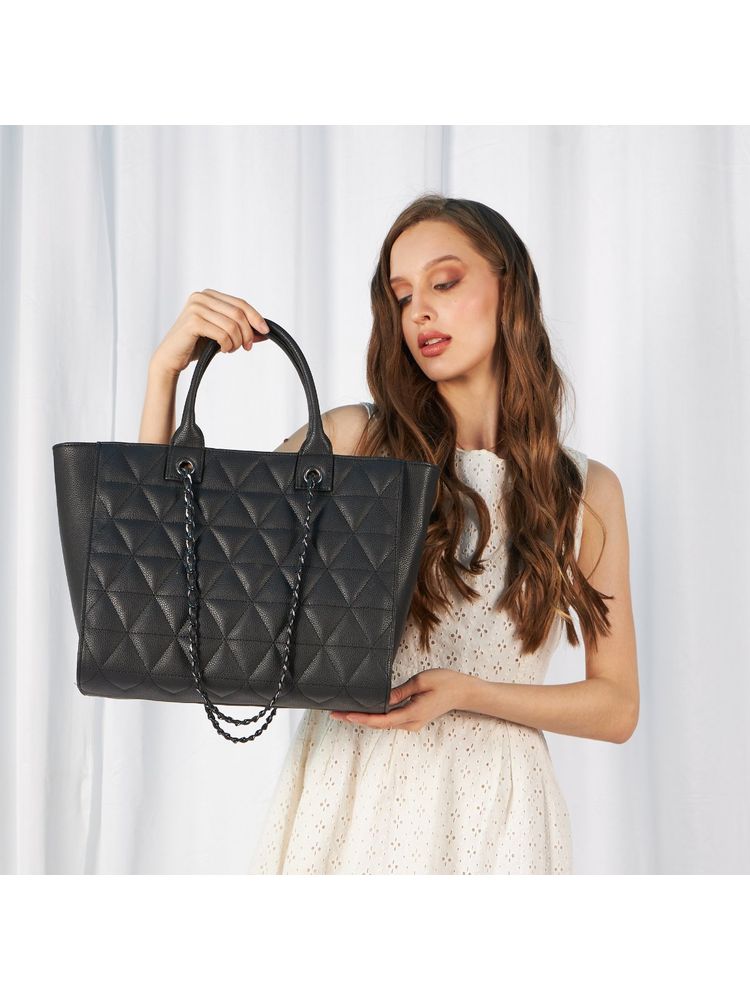 MINI WESST Hannah Montanna Signature Black Tote Bag-image-4