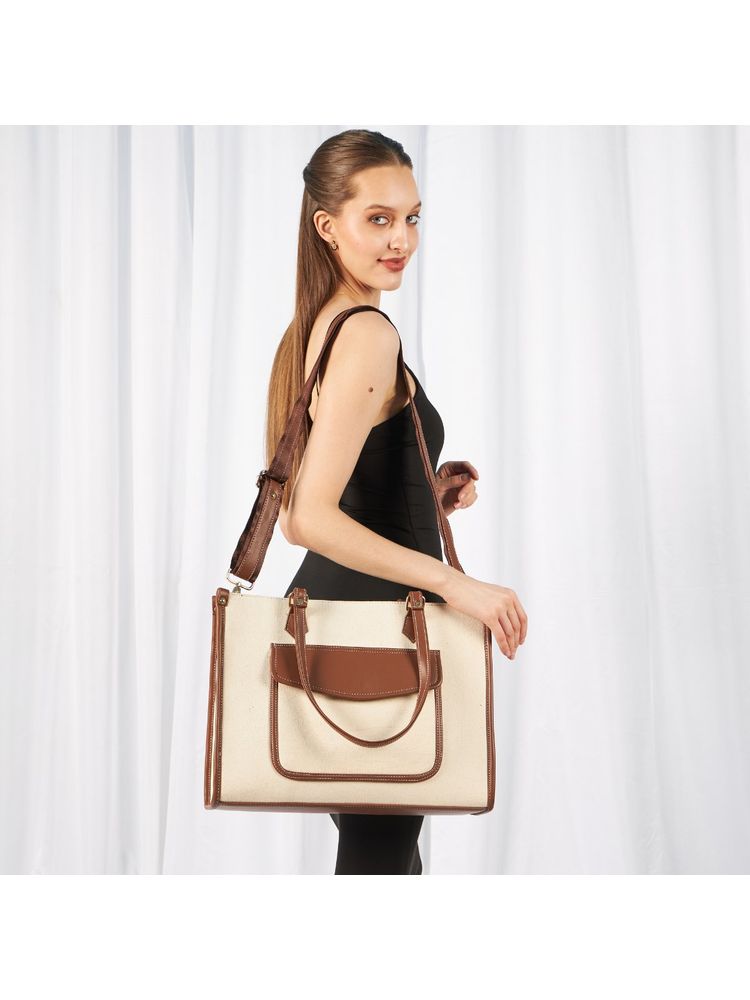 MINI WESST Go Socials Canvas Beige Tote Bag-picture-13