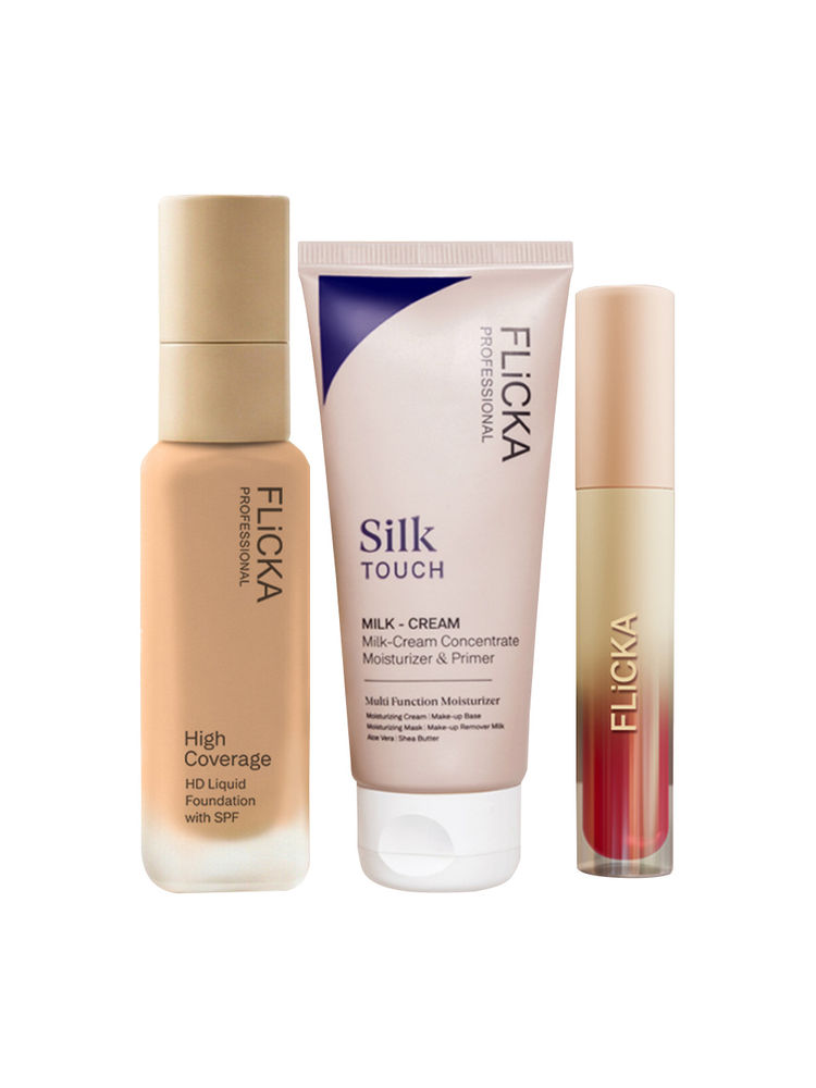 FLiCKA Combo - Silk Touch Primer + Pro HD Liquid Foundation Fair 101 + Ru Ready Lipstick Any Shade-image-27