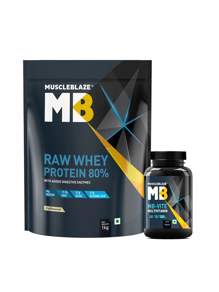 MuscleBlaze Raw Whey (unflavoured) With Mb Vite Tablets(unflavoured)-image-0