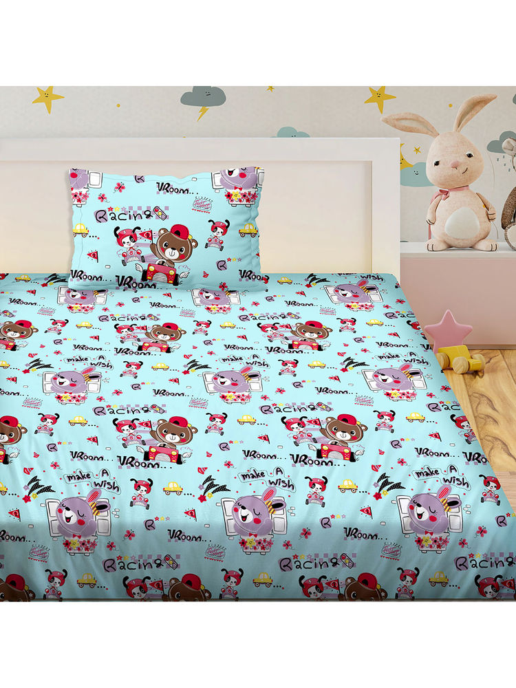 Bella Casa Single Bedsheet with 1 Pillow Set 180 TC 100% Cotton - Kids Kingdom Collection-image-7